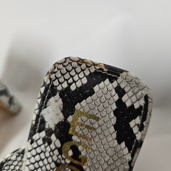 Ego Snakeskin Print Black and white Sandal Square Toe High Heel Size 9 US - Picture 8 of 8